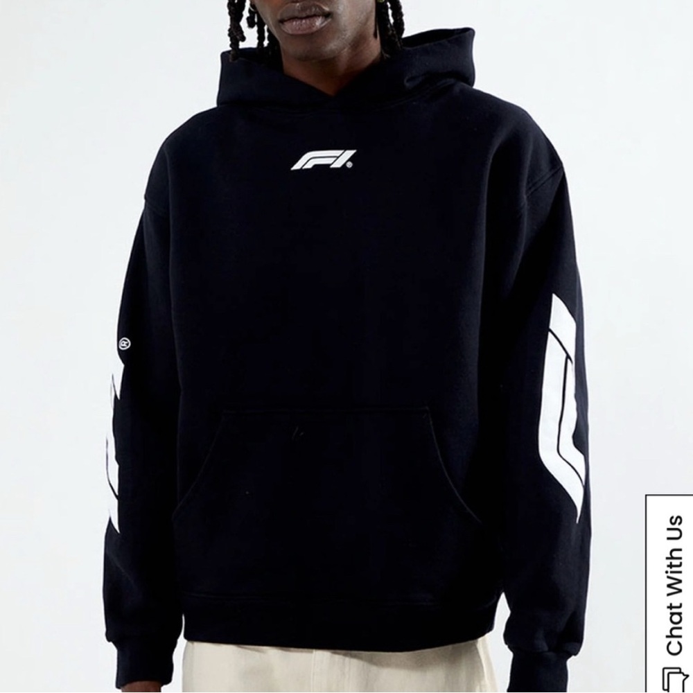 PacSun Black Hoodie with White Sleeve Graphics